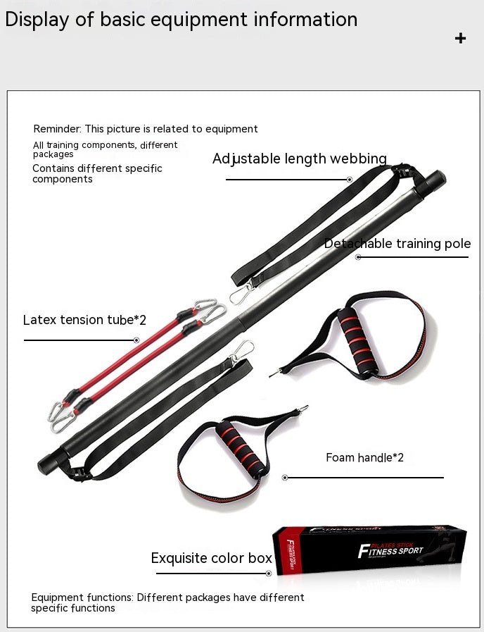 SH Fitness Pro Pilates Bar Kit with Adjustable Resistance Bands | Portable Home Gym