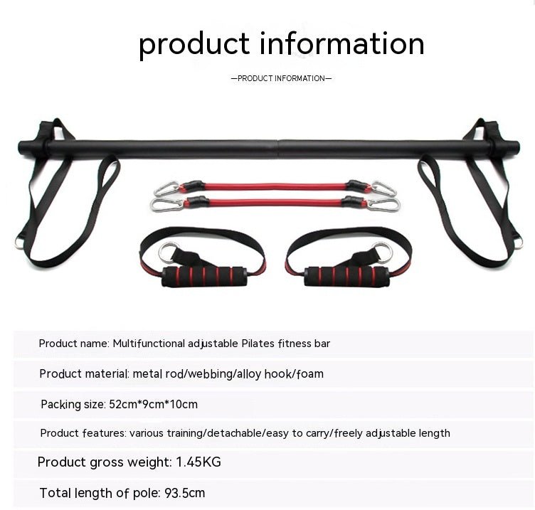 SH Fitness Pro Pilates Bar Kit with Adjustable Resistance Bands | Portable Home Gym